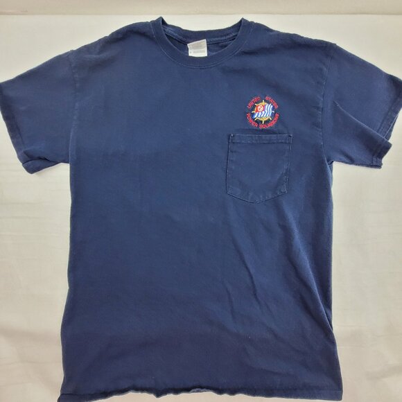 Vintage United States Power Squadrons Pocket T-Shirt Mens M Blue Cotton Gildan - Picture 1 of 6